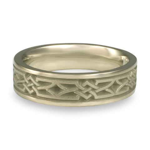 Narrow Weaving Stars Wedding Ring in 18K White Gold