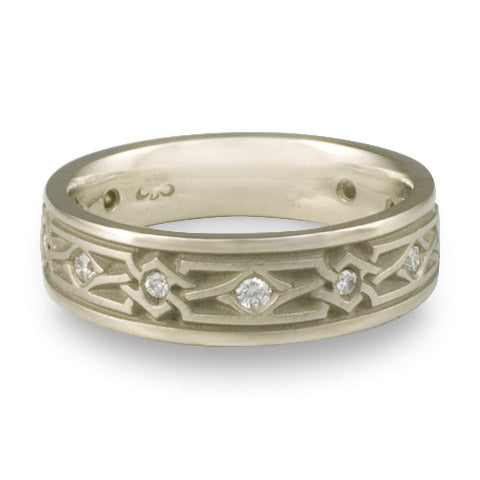 Narrow Weaving Stars With Diamonds Wedding Ring in Platinum