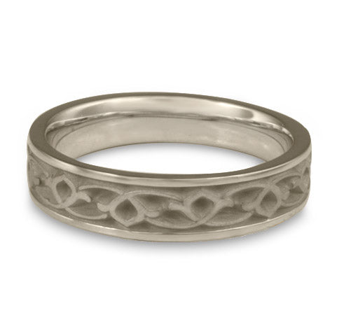Narrow Water Lilies Wedding Ring in 14K White Gold