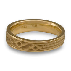 Narrow Water Lilies Wedding Ring in 14K Yellow Gold