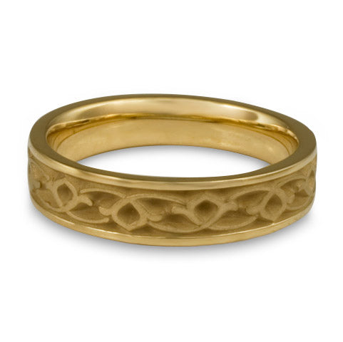 Narrow Water Lilies Wedding Ring in 18K Yellow Gold