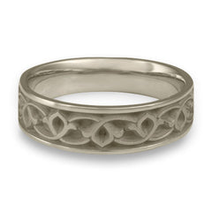 Wide Water Lilies Wedding Ring in 14K White Gold