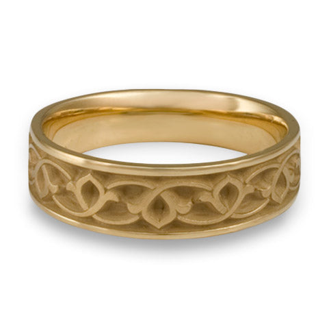 Wide Water Lilies Wedding Ring in 14K Yellow Gold