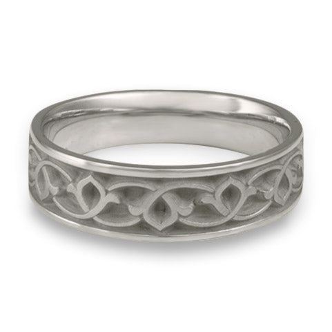 Wide Water Lilies Wedding Ring in Platinum