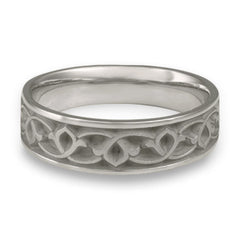 Wide Water Lilies Wedding Ring in Platinum