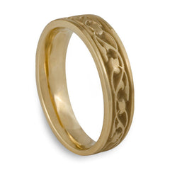 Narrow Tulips and Vines Wedding Ring in 14K Yellow Gold