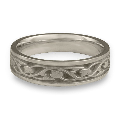 Narrow Tulips and Vines Wedding Ring in Platinum