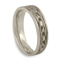 Narrow Tulips and Vines Wedding Ring in Platinum