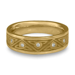 Narrow Trinity Knot With Diamonds Wedding Ring in 18K Yellow Gold