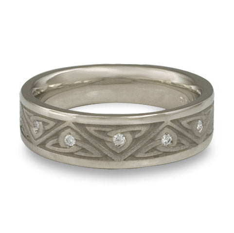 Narrow Trinity Knot With Diamonds Wedding Ring in Palladium