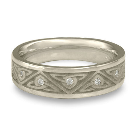 Narrow Trinity Knot With Diamonds Wedding Ring in Platinum