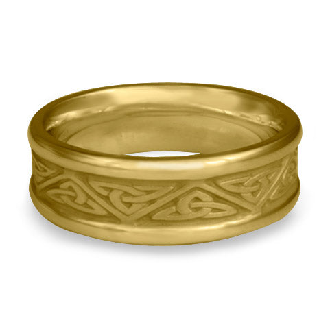 Narrow Self Bordered Trinity Knot Wedding Ring in 18K Yellow Gold