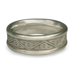 Narrow Self Bordered Trinity Knot Wedding Ring in Platinum