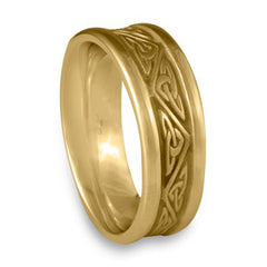 Narrow Self Bordered Trinity Knot Wedding Ring in 18K Yellow Gold