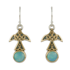 Swallow Small Mixed Metal Earrings with Opal