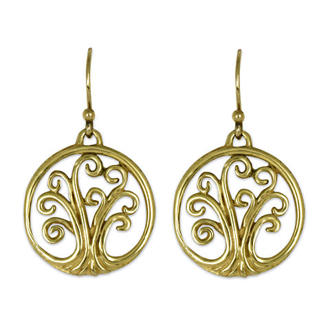 Mini Tree of Life Gold Earrings