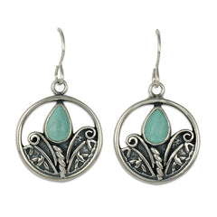 Tulip with Turquoise Silver Earrings