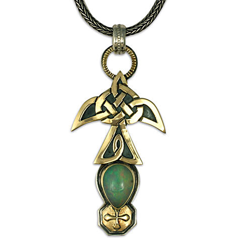 One-of-a-Kind Swallow Pendant with Opal
