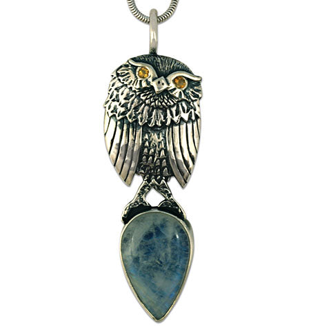 One-of-a-Kind Owl with Moonstone Pendant