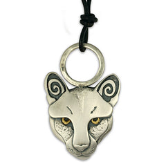 Mountain Lion Pendant with Gold Eyes