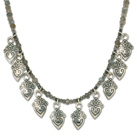 Corazonita Necklace with Labradorite Beads