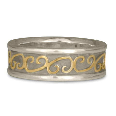 Heart Vine Ring Two Tone Gold with Border
