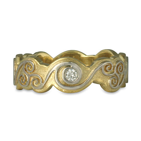 Triscali with Diamonds Ring Two Tone Gold