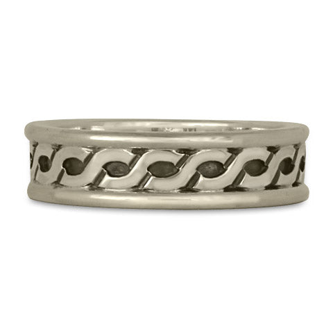 Bordered Rope Wedding Ring in Sterling Silver