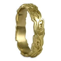 Narrow Borderless Flores Wedding Ring in 18K Yellow or White Gold