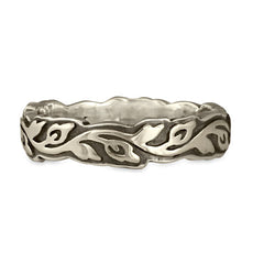 Narrow Borderless Flores Wedding Ring in Sterling Silver