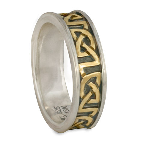 Bordered Heart Wedding Ring in Gold over Silver