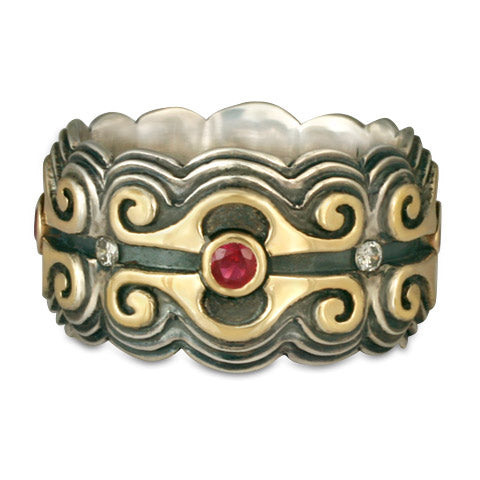 Medieval Ring with Gems and Diamond sby Celtic Jewelry