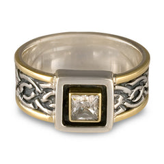 Laura Bordered Ring with Square Mount and Gem
