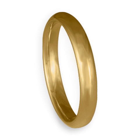 Classic Comfort Fit Wedding Ring, 14K Yellow Gold 3mm Wide by 2mm Thick