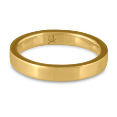 Flat Comfort Fit Wedding Ring, 14K Yellow Gold 3mm Wide by 2mm Thick