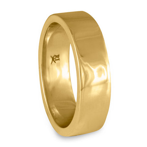 Flat Comfort Fit Wedding Ring, 14K Yellow Gold 6mm Wide by 2mm Thick