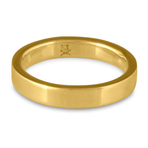 Flat Comfort Fit Wedding Ring, 18K Yellow Gold 4mm Wide by 2mm Thick