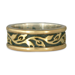 Medium Bordered Flores Wedding Ring in Gold over Silver (GGG)