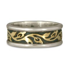 Medium Bordered Flores Wedding Ring in Gold over Silver (SGS)
