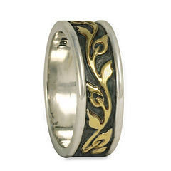 Medium Bordered Flores Wedding Ring in Gold over Silver (SGS)