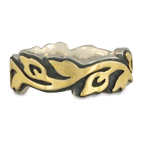 Wide Borderless Flores Wedding Ring in Gold and Silver
