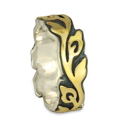 Wide Borderless Flores Wedding Ring in Gold and Silver