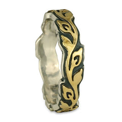 Medium Borderless Flores Wedding Ring in Gold over Silver