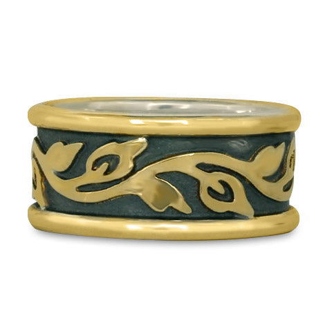 Wide Bordered Flores Wedding Ring (GGG)