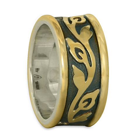 Wide Bordered Flores Wedding Ring (GGG)