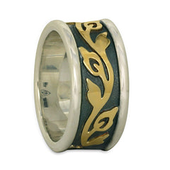 Wide Bordered Flores Wedding Ring (SGS)