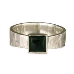 Hammered Ring with Square Onyx