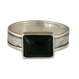 Hammered Ring with Rectangle Onyx