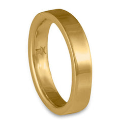 Flat Comfort Fit Wedding Ring, 14K Yellow Gold 4mm Wide by 2mm Thick