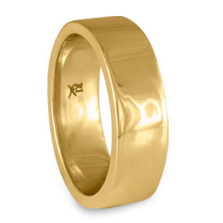Flat Comfort Fit Wedding Ring, 14K Yellow Gold 7mm Wide by 2mm Thick